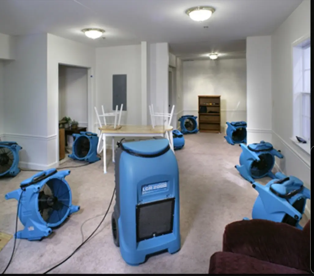 Air movers and dehumidifier setup for Water Extraction & Removal in Perryton