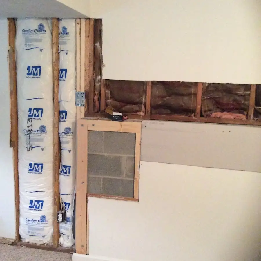Wall insulation replacement during Basement Flood Cleanup in Perryton